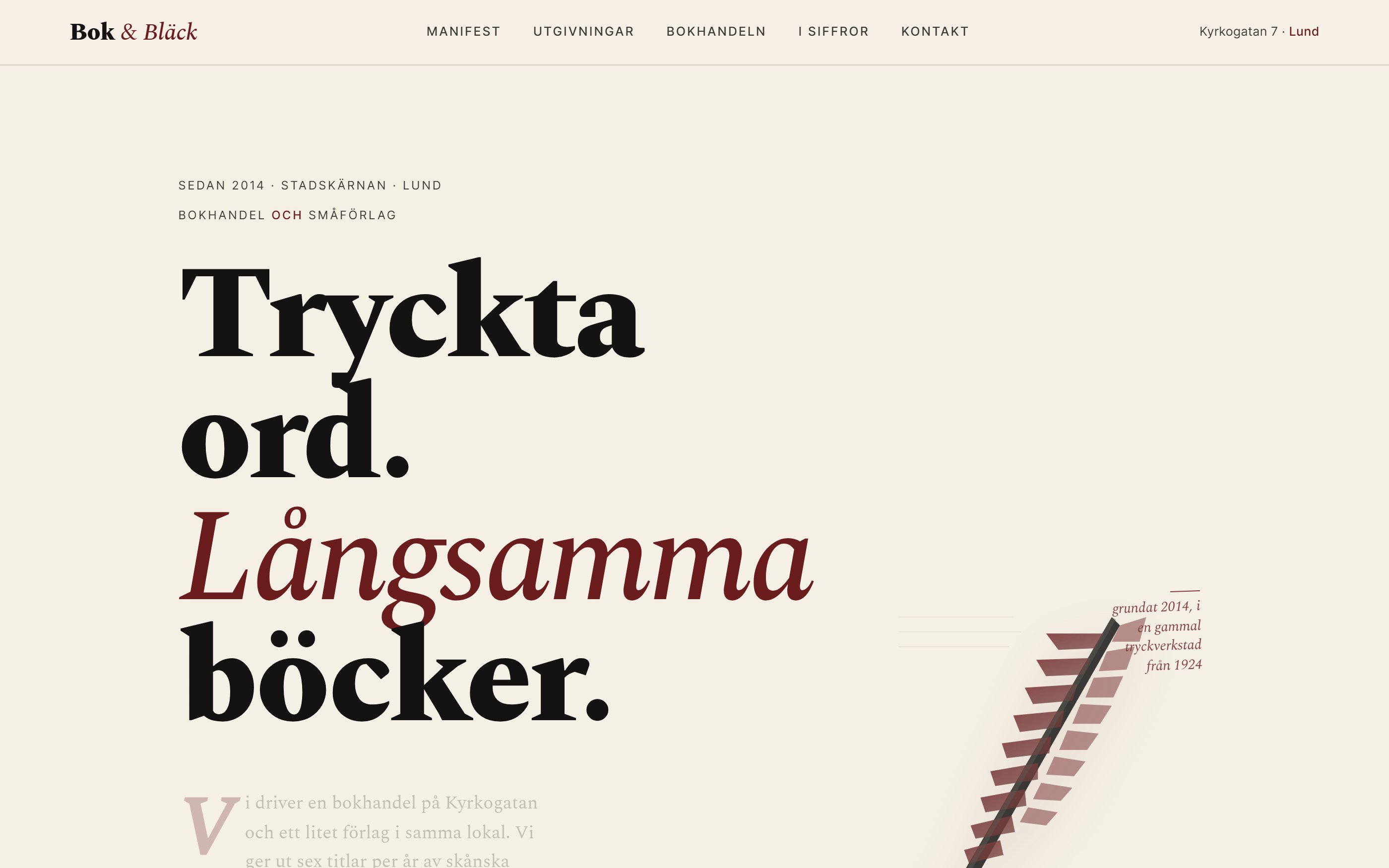 Bok & Bläck — startsida