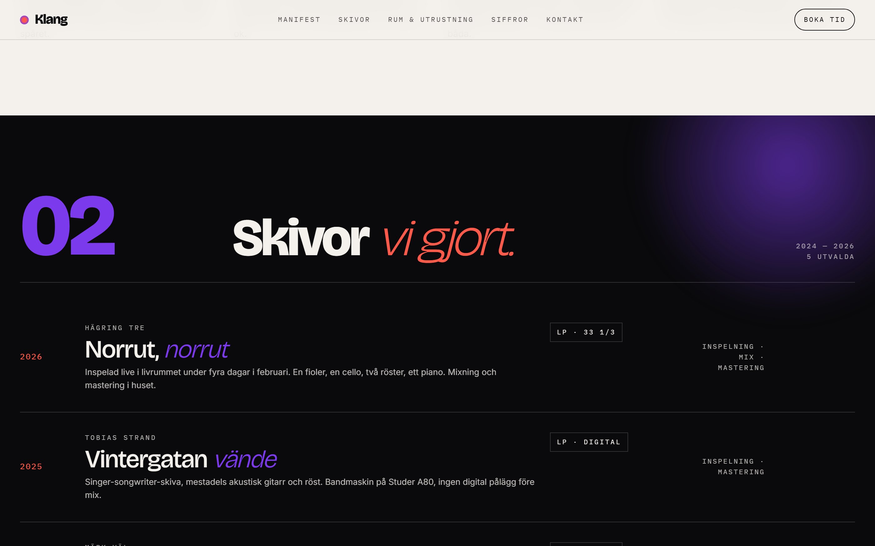 Exempel Studio — produktioner