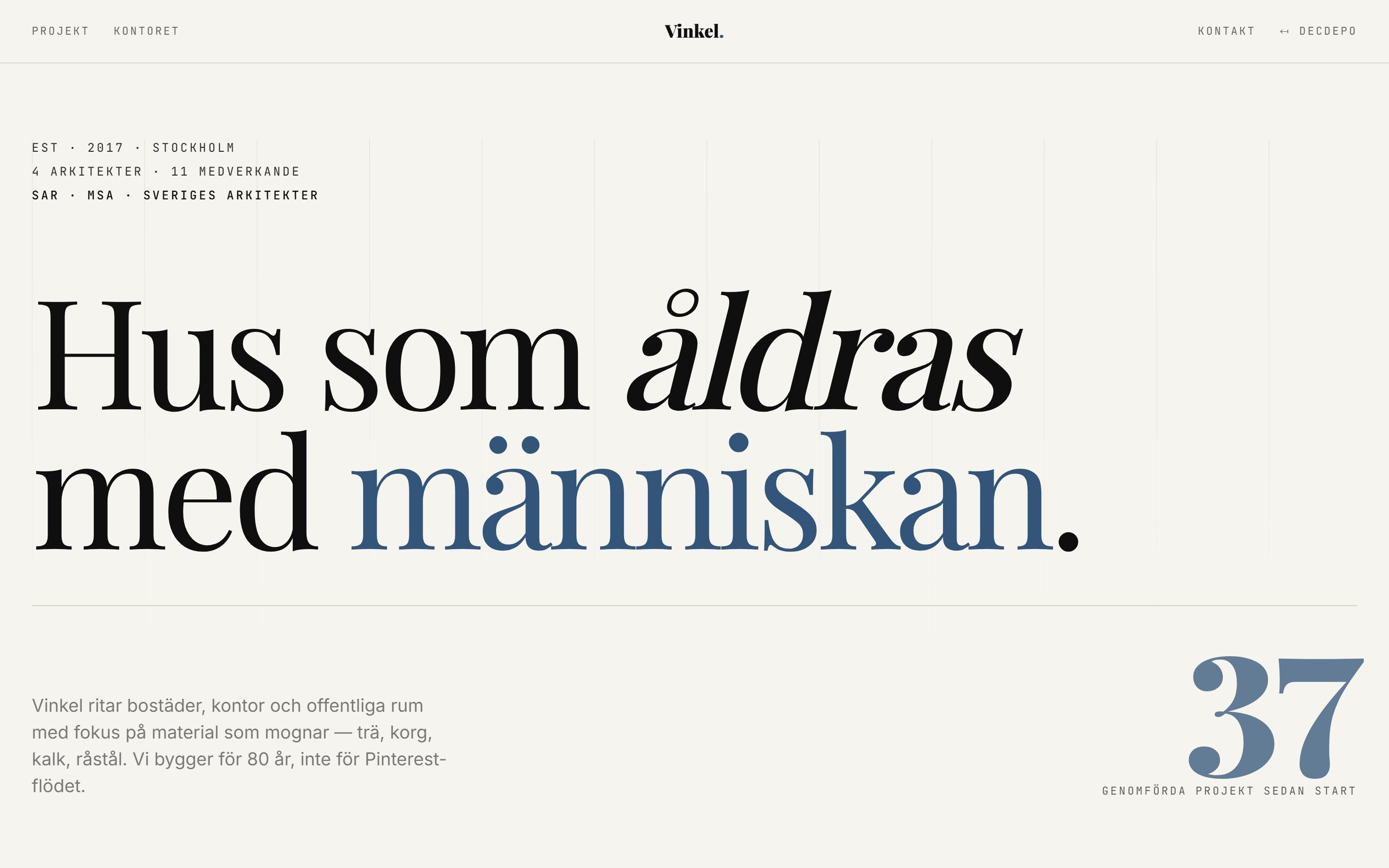 Vinkel Arkitektkontor — startsida